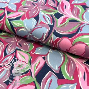 Tissu coton VISCOSE Flowers green