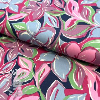 Tissu coton VISCOSE Flowers green