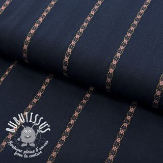 Tissu coton JACQUARD DOBBY navy