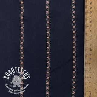 Tissu coton JACQUARD DOBBY navy