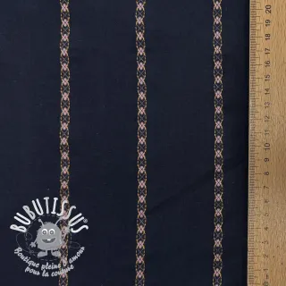 Tissu coton JACQUARD DOBBY navy