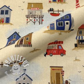 Tissu déco Village Harbour Life digital print