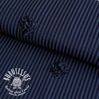 Viscose YARN DYED Stripes and flowers navy