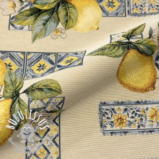 Tissu déco GOBELIN premium Citrus Lemon Azulejos