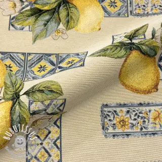 Tissu déco GOBELIN premium Citrus Lemon Azulejos