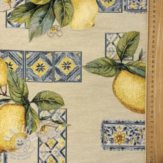 Tissu déco GOBELIN premium Citrus Lemon Azulejos