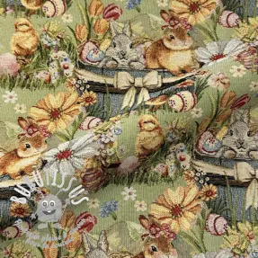 Tissu déco GOBELIN premium Playful Easter Scene