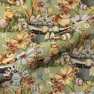 Tissu déco GOBELIN premium Playful Easter Scene