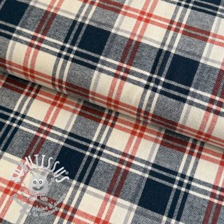 Tissu coton YARN DYED BRUSHED Check Mia navy