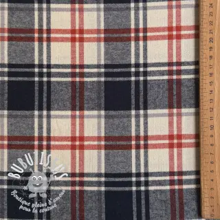 Tissu coton YARN DYED BRUSHED Check Mia navy