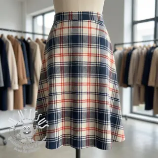 Tissu coton YARN DYED BRUSHED Check Mia navy