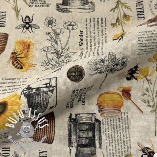 Tissu déco Linenlook Bee Honey Recipe digital print