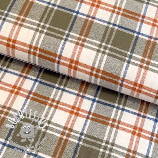 Tissu coton YARN DYED BRUSHED Check Mia olive