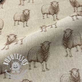 Tissu déco Linenlook Pen Drawing Sheep digital print