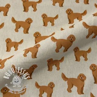 Tissu déco Linenlook Labradoodle Dog Love digital print