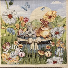 Tissu déco GOBELIN PREMIUM Floral Easter Bunny PANEL