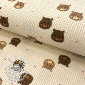 Tissu nid d’abeille Bears digital print