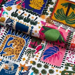 Tissu coton SATIN Summer patchwork digital print