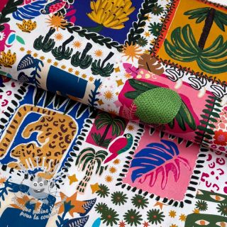 Tissu coton SATIN Summer patchwork digital print
