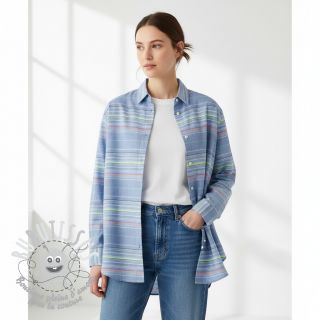 Tissu coton YARN DYED NEON Stripe summer