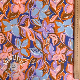 Tissu coton VISCOSE Flowers dark petrol