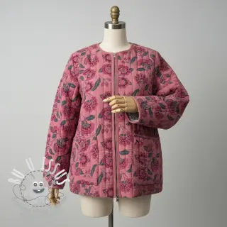 Tissu double gaze/mousseline STEPPED Flowers mauve