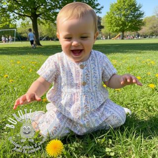 Tissu double gaze/mousseline Leaves in stripes digital print ORGANIC