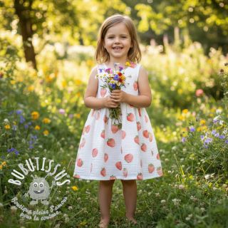 Tissu double gaze/mousseline Strawberries digital print