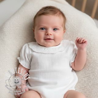 Tissu double gaze/mousseline BORDER Helene white