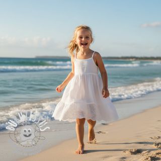 Tissu double gaze/mousseline BORDER Helene white