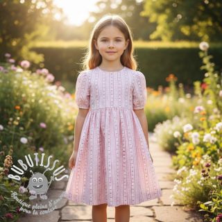 Tissu double gaze/mousseline Flowers check pink digital print