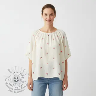 Tissu double gaze/mousseline EMBROIDERY Fruit peach SIMPLY NATURAL