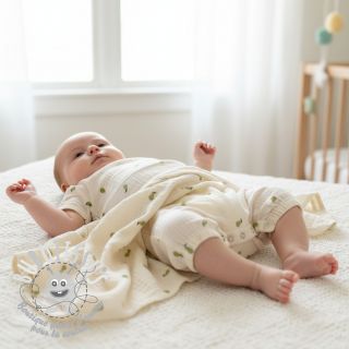 Tissu double gaze/mousseline EMBROIDERY Fruit green SIMPLY NATURAL