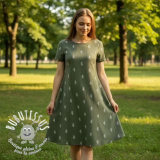 Tissu double gaze/mousseline EMBROIDERY Cactus green