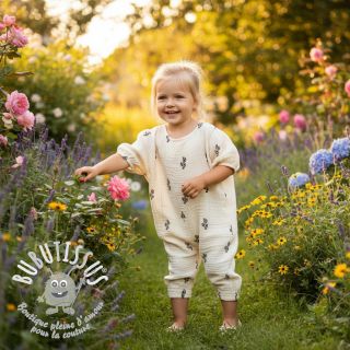 Tissu double gaze/mousseline EMBROIDERY Cactus natural