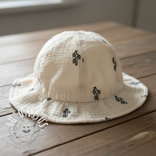 Tissu double gaze/mousseline EMBROIDERY Cactus natural