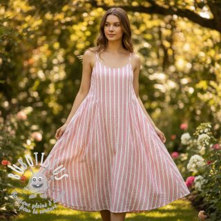 Tissu double gaze/mousseline YARN DYED Stripe in stripe pink