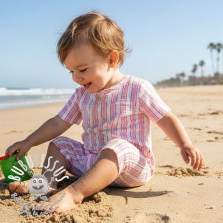 Tissu double gaze/mousseline YARN DYED Stripe in stripe pink