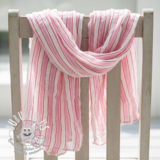 Tissu double gaze/mousseline YARN DYED Stripe in stripe pink