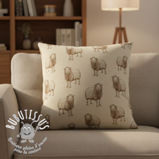 Tissu déco Linenlook Pen Drawing Sheep digital print