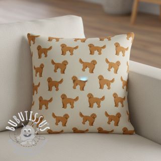 Tissu déco Linenlook Labradoodle Dog Love digital print