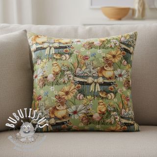 Tissu déco GOBELIN premium Playful Easter Scene