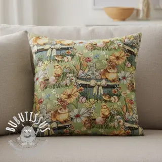 Tissu déco GOBELIN premium Playful Easter Scene