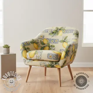 Tissu déco GOBELIN premium Citrus Lemon Azulejos