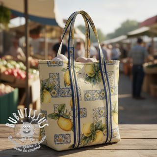 Tissu déco GOBELIN premium Citrus Lemon Azulejos