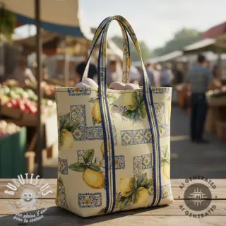 Tissu déco GOBELIN premium Citrus Lemon Azulejos