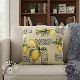 Tissu déco GOBELIN premium Citrus Lemon Azulejos
