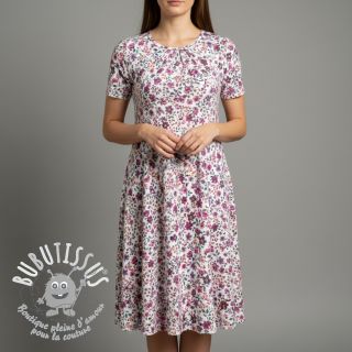 Jersey Flowers fuchsia digital print ORGANIC