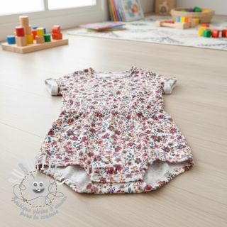 Jersey Flowers burgundy digital print ORGANIC