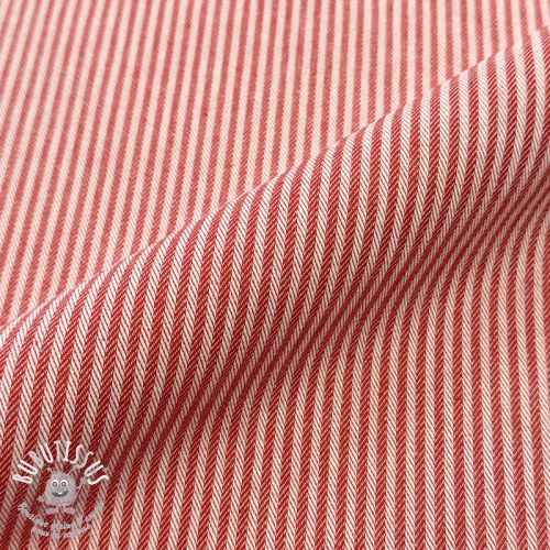 Tissu déco DOBBY Colored stripe poppy red